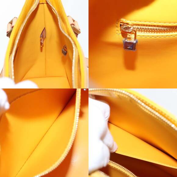 LOUIS VUITTON Monogram Vernis Houston Hand Bag Lime Yellow M91055 - Picture 12 of 13